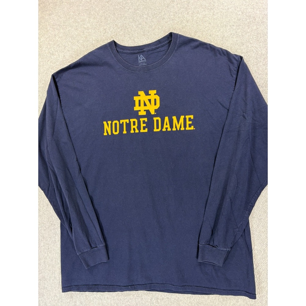 Notre Dame Fighting Irish Screened Logo Campus L/S Crew Shirt (Men's 2XL) Blue